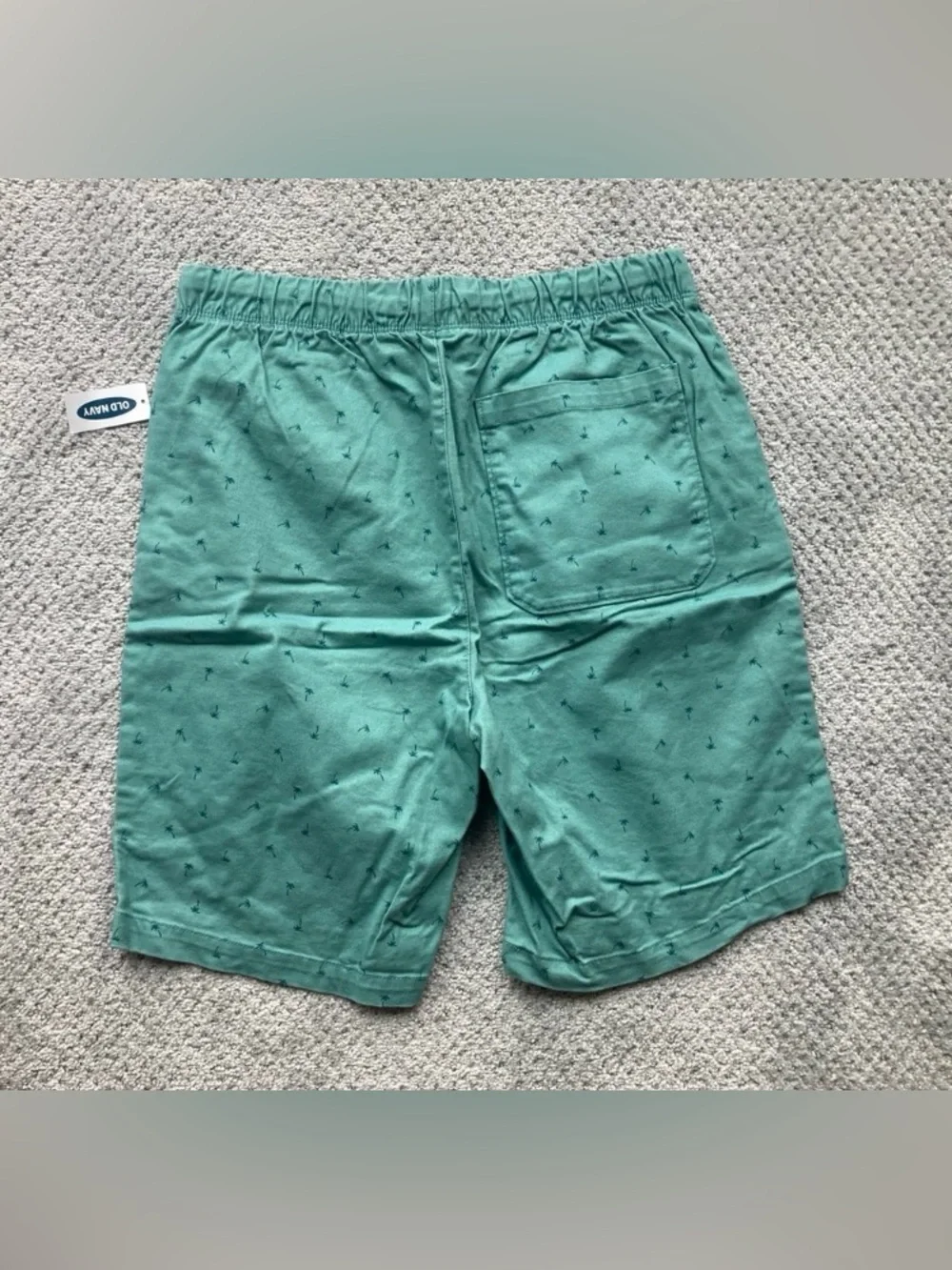 Old Navy Teal Green Palm-Print Drawstring Shorts